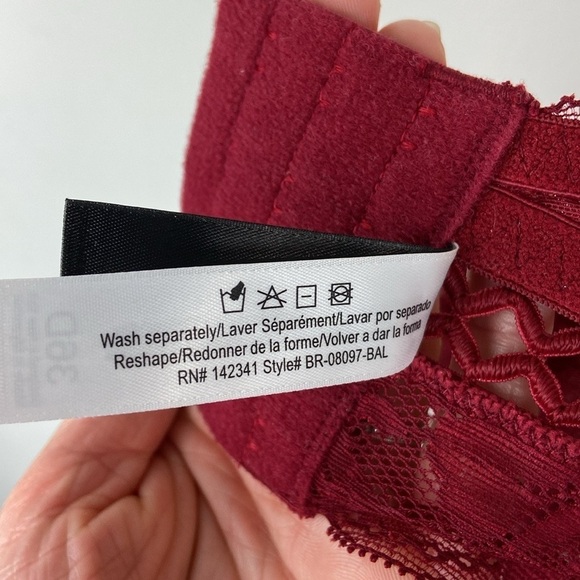 Adore Me Verana Unlined Bra Red Lace Size 36D - Picture 13 of 14